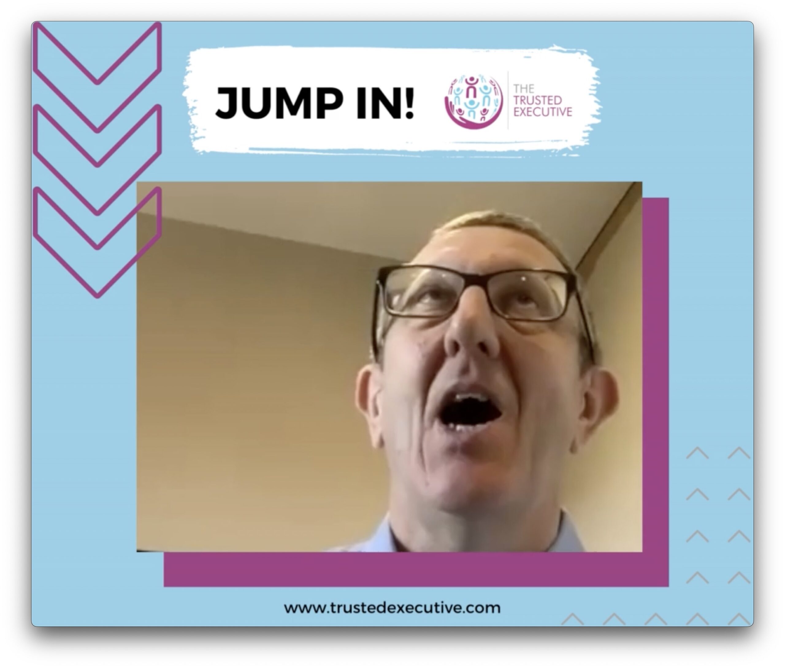 Jump In - surprised man with mouth open looking up